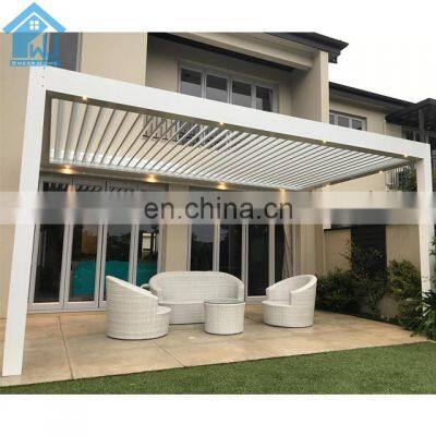 Motorized Powder Coated Metal Gazebo Aluminum Louvered Roof Pergola Kits With LED Lights gazebo aluminum pergola
