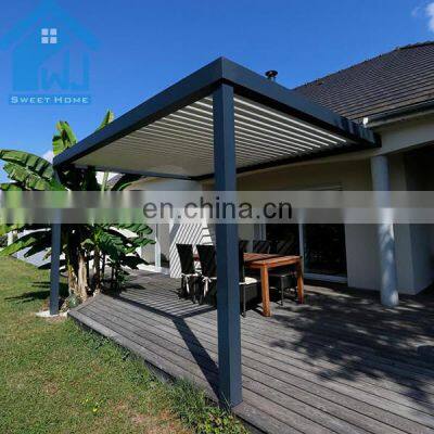 Flat Gazebo Outdoor Patio Roofing Design Motorised Aluminium Pergola