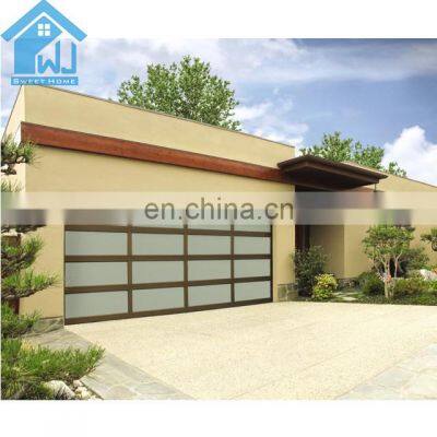 strong safe double tempered glass aluminum garage door with black color for house