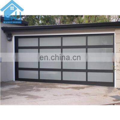 High quality european style steel sectional stacking security aluminum roller glass aluminum garage door
