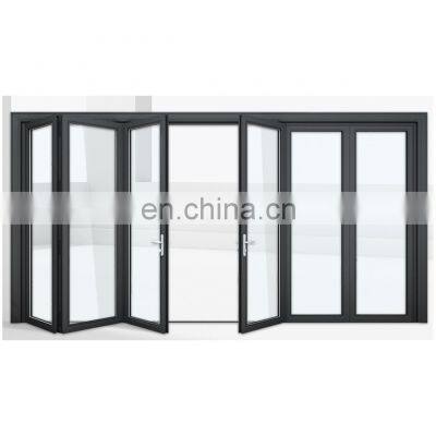 Folding door with glass panel upvc/pvc profile vinyl frame door inside