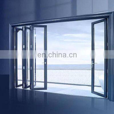 customized waterproof exterior upvc glass bifold patio sliding bi folding door low price entrance double door