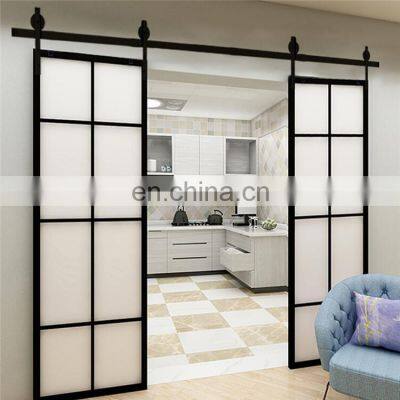 Smokeproof double sliding doors for the kitchen aluminum interior noiseless sliding doors
