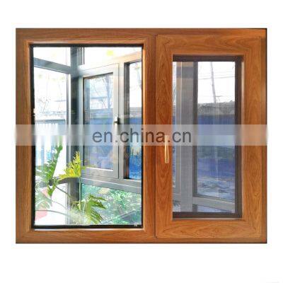 new products of thermal break aluminum swing window 95 series profile casement window wooden color