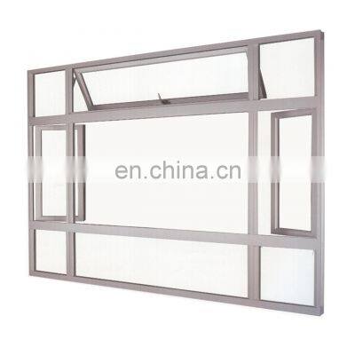 Black Aluminum double hinged triple casement window with folding screen frameless casement windows