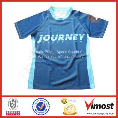 Custom Sublimation Blue Rugby Jersey with 100% polyester
