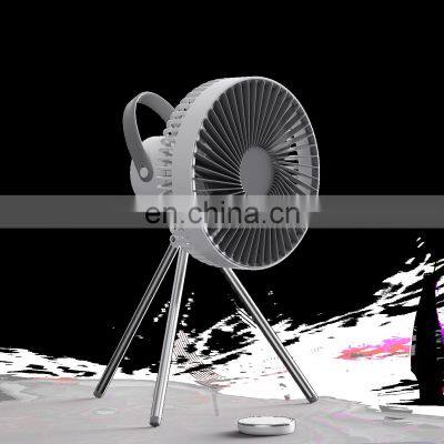 2022 new deign fashion style REMOTE control 10000mah Capacity play outside with light black rechargeable camping Tripod fan