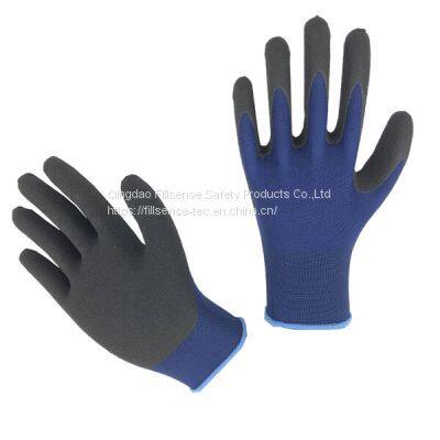 13Gauge Polyester Liner Latex Sandy Coated Work Gloves