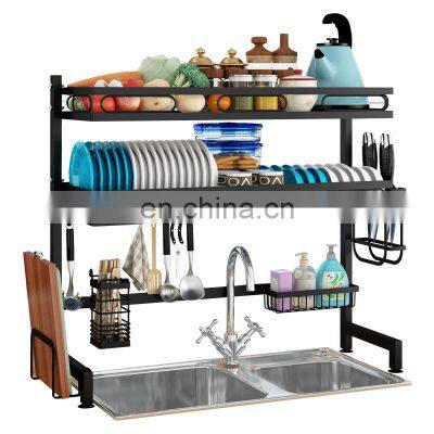 wholesale kitchen over sink dish drying rack metal 2 tier Stainless Steel dish rack shelf dish drying drainer rack