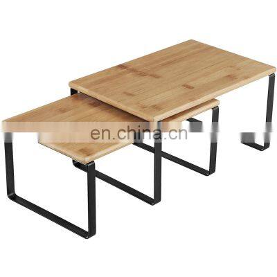 Cabinet Shelf Organizers, Set of 2 Kitchen Counter Shelves, Stackable, Expandable, Metal and Bamboo