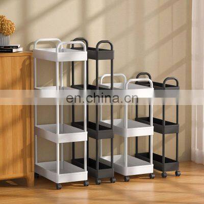 kitchen bathroom storage trolley organizer Storage Cart On Wheels Slide Out Storage Cart with Side Hook