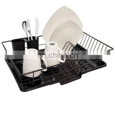 Compact Metal Dish Drainer Rack With Drainboard and Utensil Holder Set, 12