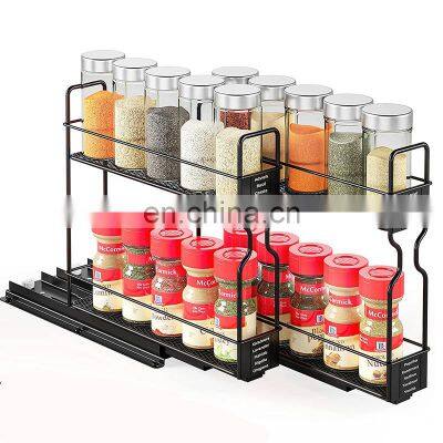 Heavy Duty Slide Out Seasoning Organizer for Kitchen Cabinets Pull Out Spice Rack Organizer for Cabinet