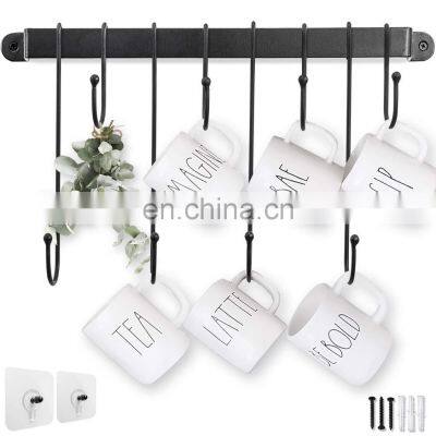 Coffee Mug Rack Form Hand-Forged Cup Holder (17 /8 Hooks) Coffee Mug Hangers for Kitchen Organizer and Mug Hangers