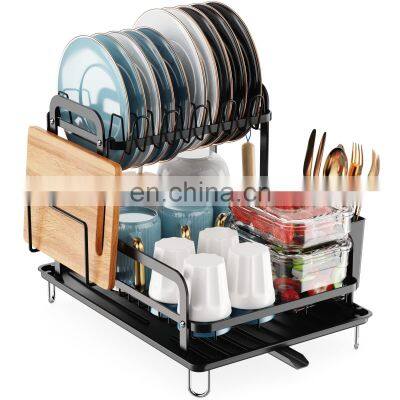 Rust Resistant Dish Rack with Drainboard, Dish Drainer Racks Set with Utensil Holder, Cutting Board Holder