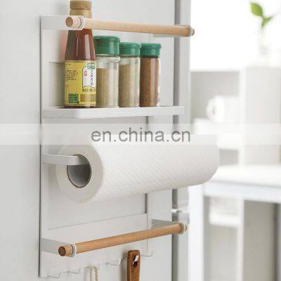 Hot Sale Simple Wrought Iron Roll Paper Towel Storage Bag Storage Magnetic Kitchen Storage Rack Refrigerator Organizer Wall Hold