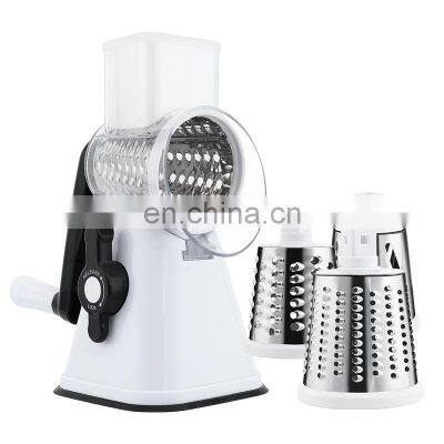 Amazon Hot Sale Rotary Cheese Grater Home Vegetable Chopper With 3 Stainless Steel Cutters