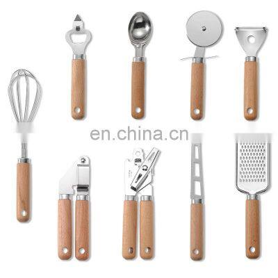 9 PCS High Quality Stainless Steel Kitchen Gadgets Set With Wood Handle Kitchen Accessories