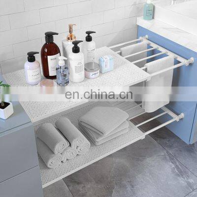 Wardrobe Layered Partition Cabinet Tube Dormitory Storage Telescopic Nail-Free Storage Kitchen Bathroom Rack