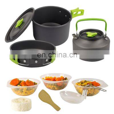 Aluminum Outdoor Camping Cookware Set Portable Teapot and Pans Set for Backpacking Hiking Picnic