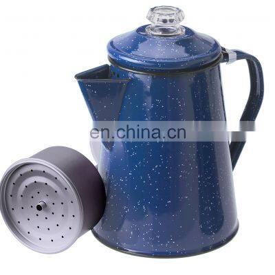 8/12 Cups Outdoors Enamelware Percolator Coffee Pot for Brewing Coffee Over Stove & Fire Tea Pot for Campsite Cabin RV Kitchen