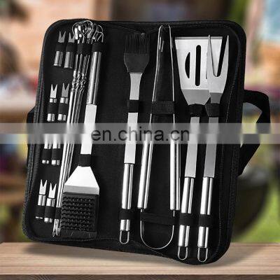 2022 Amazon Best Seller 25pcs Stainless Steel Bbq Accessories Set Oxford Bag Portable Bbq Tools Set