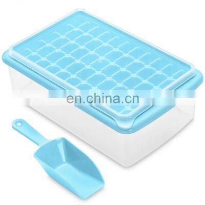 Ice Cube Tray with Lid and Storage Bin for Freezer Easy-Release 55 Mini Nugget Ice Tray with with Container & Scoop BPA Free