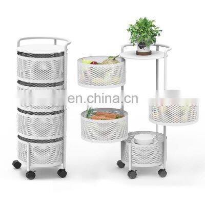 Multilayer Bathroom Rotating Storage Rack Kitchen 2/3/4/5 Tier Floor Round White Vegetable Fruit Storage Shelf Rack