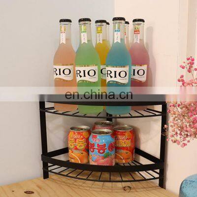 Factory custom multifunction sector 2 tier cans spice organizer shelf corner kitchen storage rack