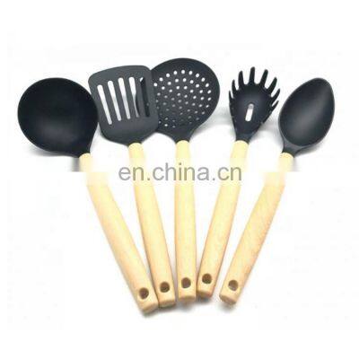 New Design Nylon Cheap Price Kitchen Accessories 5 Piece Modern Cooking Tools Household Kitchen Utensils Set with Wooden Handle