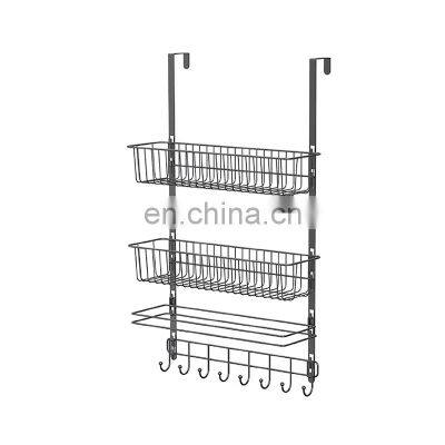 Disassembly Hooks Black Metal Wire Mesh Basket Bathroom Kitchen Over the Door Hook Hanger