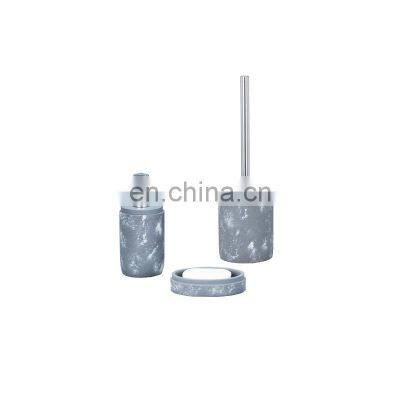 Grey Round Cement Home Decoration Accessories White Pattern Concrete Bathroom Sets