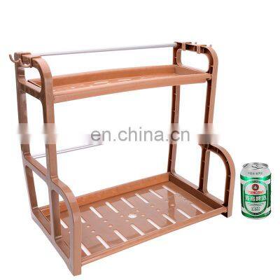 Free punching condiment bottle storage Oil salt sauce vinegar storage rack kitchen Plastic storage rack