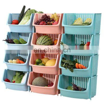 4Pcs Stackable Storage Basket Organizer Food Snacks Toys Plastic Storage Bins Plastic Stackable Storage Bins for Pantry