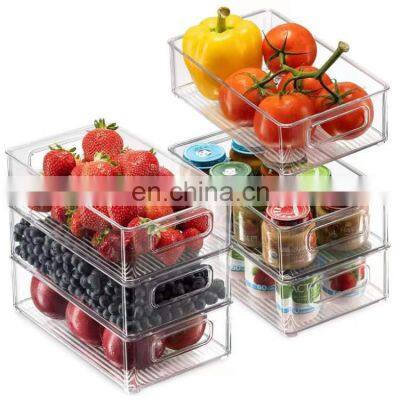 6 Pack Cabinet Organizers Clear Space Plastic Pantry Organization Refrigerator Organizer Bins