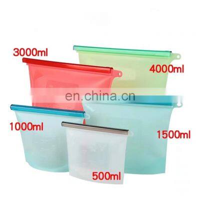 Reusable Silicone Leakproof Vacuum Ziplock Food Storage Bag Silicone Food Fresh Bag Food Grade fresh-keeping bag