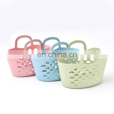 Fashion hand plastic bath shower storage Portable bathroom PP bath storage basket with handle