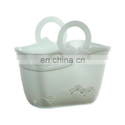 Wholesale PE soft material Tengyun pattern shopping basket Family bathroom storage basket Ladies pink handbasket