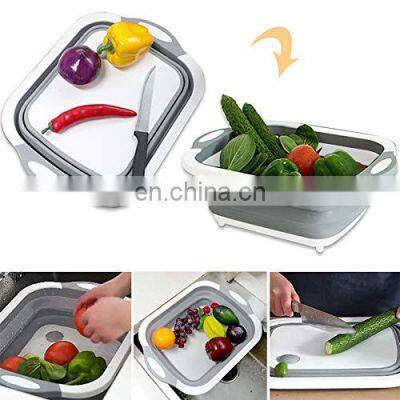 multifunctional Space Save Folding Washing Bowl Draining Basket Kitchen Camping Picnic BBQ Collapsible Fold Cutting Board