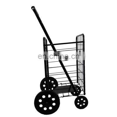Factory wholesale Folding metal Shopping Trolley carts with 4 Wheels Wire shopping cart