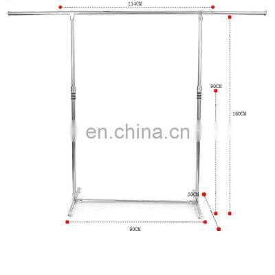 Heavy Duty Height Adjustable Collapsible Clothes Rack Commercial Single Rail Clothing Garment Rack