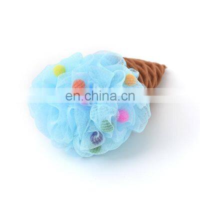 Ice cream cone shape body exfoliating mesh sponge bath puff bathroom shower wholesale bath sponge