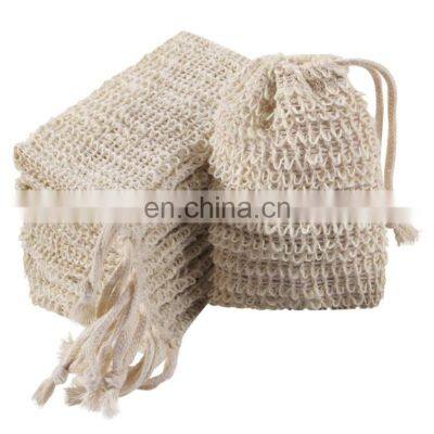 Hand Made Natural Ramie Soap Exfoliating Bag Pouch Soap Saver with Drawstring for Bath & Shower