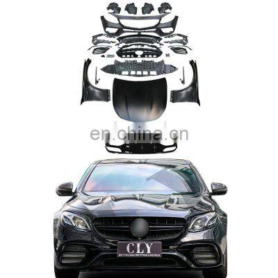 Ukiss Body kit For 2017-2019 Mercedes E class W213 Upgrade E63S 1:1 AMG Wide Front car bumpers Fenders Engine Hood Rear Lip Tips