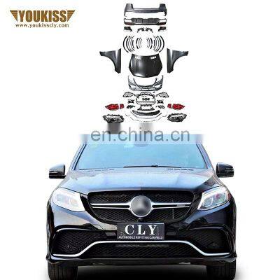 Old Upgrade Bodykit For 2011-2015 Mercedes Benz ML W166 Upgrade GLE63 AMG Front Rear Car Bumpers Lamps Fenders Hood Diffuser Tip
