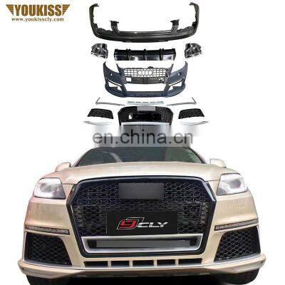 Hot Selling Body Kits For Audi Q7 Upgrade RSQ7 2012 -2015 Style Front Car Bumper With Grille Flog Lamp Grille Rear Diffuser Tips