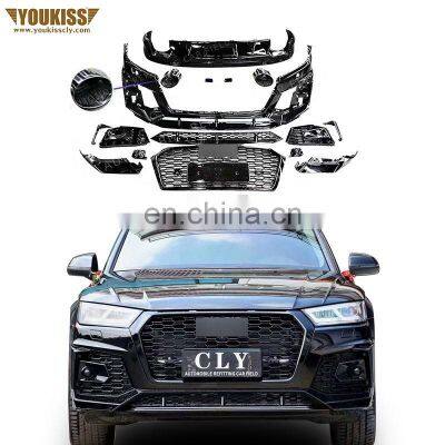 U KISS New Arrival Car Bumper For 2018 Audi Q5 Change RSQ5 Star Shine Body Kits With Grille Fog Lamps Grille Exhaust Pipe
