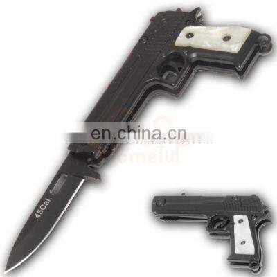 5.9 Inch Gun Shaped Aluminum Handle Mini Folding Camping Cheap Pocket knife