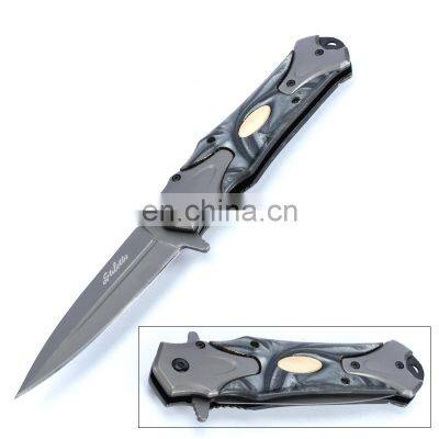 Gray Resin Handle Camping Knife Folding Pocket Knife For Outdoor Camping Hiking Hunting