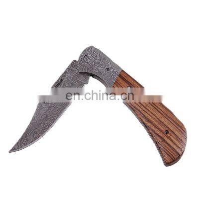 Outdoor folding knife Damascus steel blade camping pocket knife